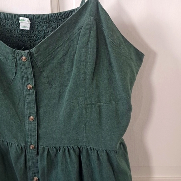 Aerie Linen Corset Linen Blend Beachy Straps Buttons Sycamore Green Mini Dress - Picture 4 of 12
